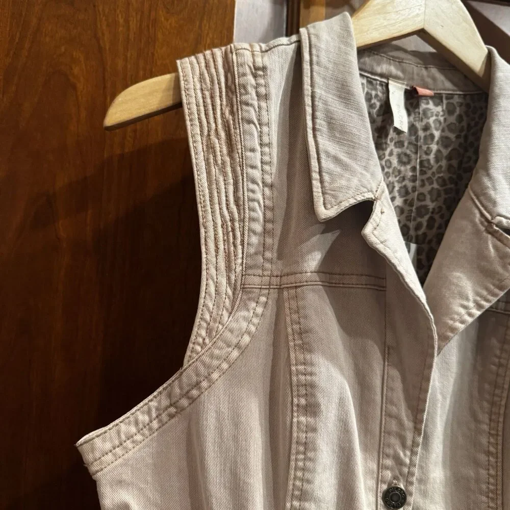 Anthropologie Pilcro Denim Button-Front Mini Dress Neutral Color US Size 6 NWT - Picture 10 of 16